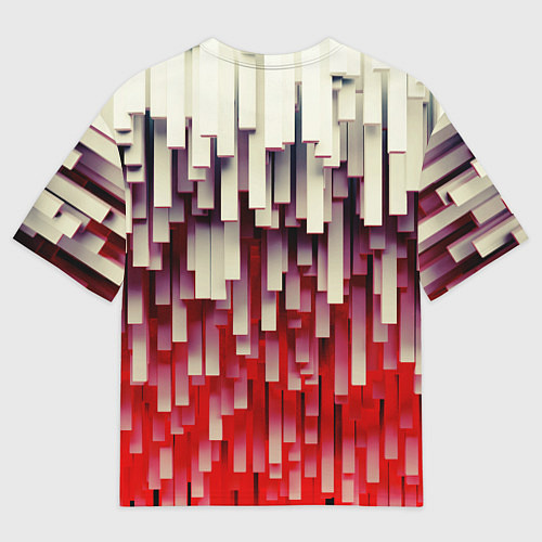 Мужская футболка оверсайз Блоки-сталактиты с красной подсветкой / 3D-принт – фото 2