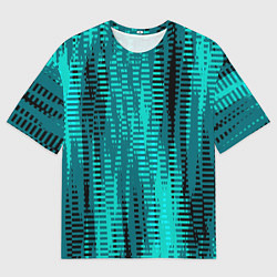 Мужская футболка оверсайз Бирюзовый абстрактные полосы