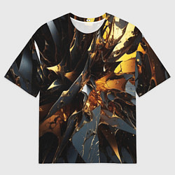 Мужская футболка оверсайз Раскол черных плит и янтаря