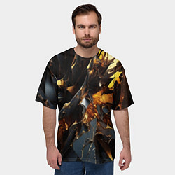 Футболка оверсайз мужская Раскол черных плит и янтаря, цвет: 3D-принт — фото 2