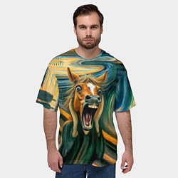 Футболка оверсайз мужская Лошадь кричит на картине Эдварда Мунка, цвет: 3D-принт — фото 2