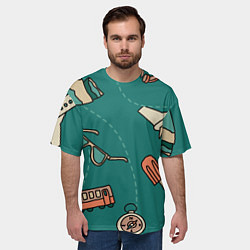 Футболка оверсайз мужская Предметы для путешествий, транспорт, цвет: 3D-принт — фото 2