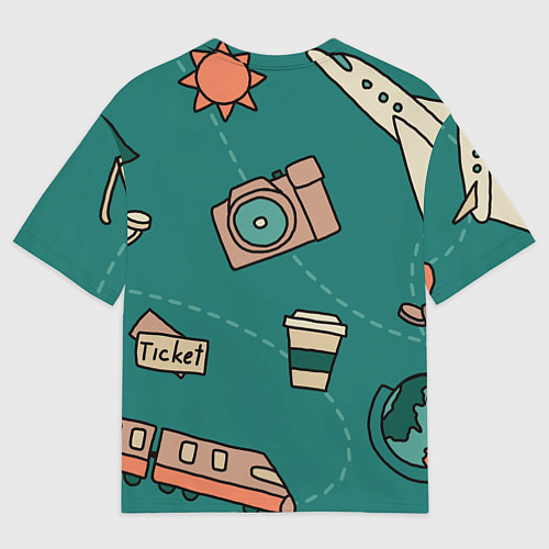 Мужская футболка оверсайз Предметы для путешествий, транспорт / 3D-принт – фото 2