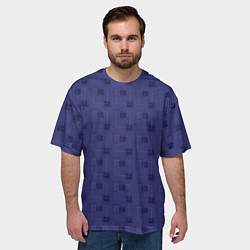 Футболка оверсайз мужская Тёмный сиреневый паттерн квадраты, цвет: 3D-принт — фото 2