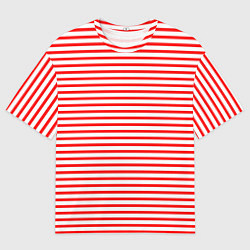 Футболка оверсайз мужская Красно-белый полосатый, цвет: 3D-принт