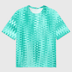 Мужская футболка оверсайз Светлый бирюзовый абстрактный полосочки