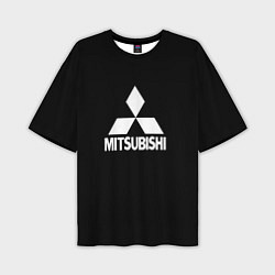 Мужская футболка оверсайз Mitsubishi logo white