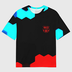 Футболка оверсайз мужская Barcelona спортивный кибер стиль, цвет: 3D-принт