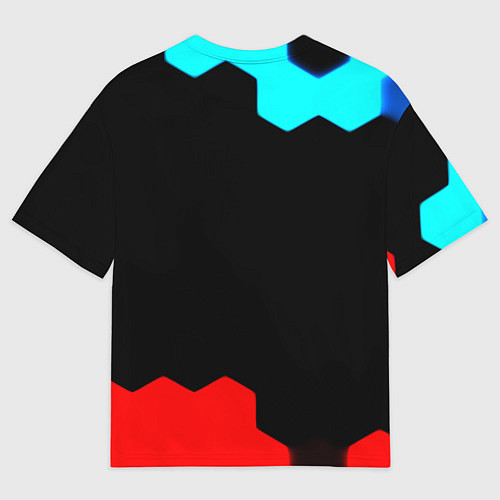 Мужская футболка оверсайз Barcelona спортивный кибер стиль / 3D-принт – фото 2