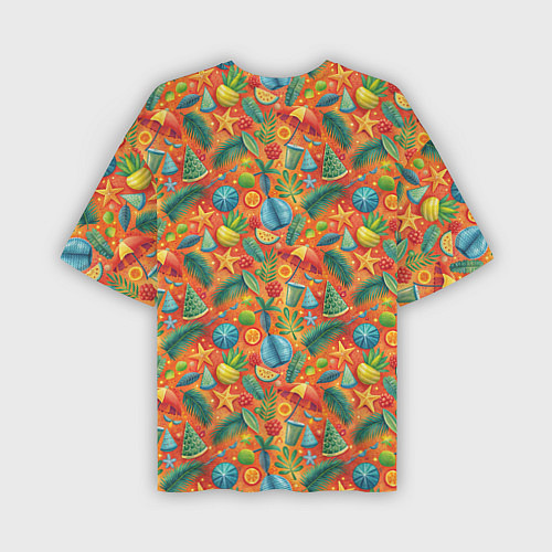 Мужская футболка оверсайз Летние каникулы микс из паттерна / 3D-принт – фото 2
