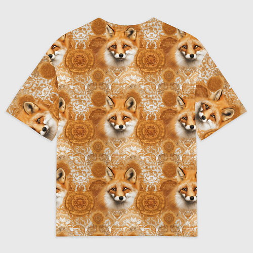 Мужская футболка оверсайз Лакшери паттерн с золотыми лисицами / 3D-принт – фото 2