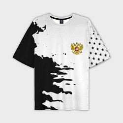 Мужская футболка оверсайз Россия герб звёзды в красках