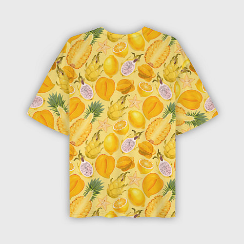 Мужская футболка оверсайз Экзотические фрукты узор / 3D-принт – фото 2