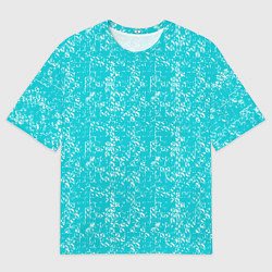 Мужская футболка оверсайз Бело-голубой паттерн квадратики