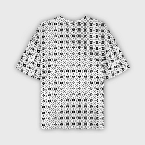 Мужская футболка оверсайз Чёрно-белый орнамент в стиле норвежского узора / 3D-принт – фото 2