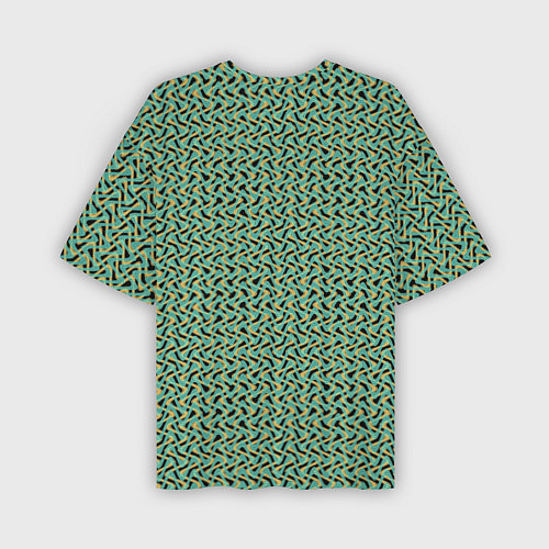 Мужская футболка оверсайз Изумрудный волнистые линии / 3D-принт – фото 2