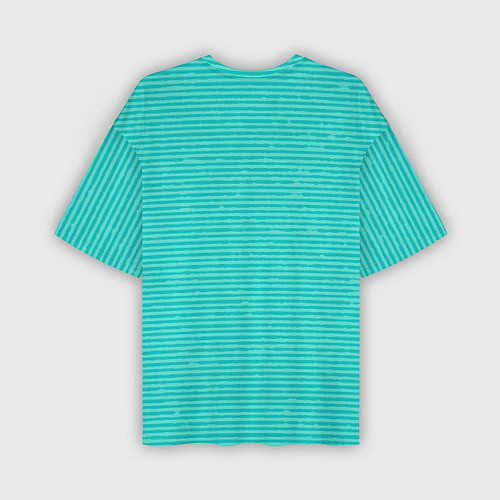 Мужская футболка оверсайз Ментоловый текстурированный в полоску / 3D-принт – фото 2