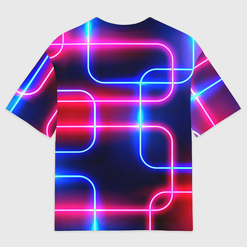Мужская футболка оверсайз Светящиеся неоновые дуги / 3D-принт – фото 2