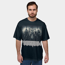 Футболка оверсайз мужская Powerwolf band grey, цвет: 3D-принт — фото 2