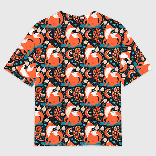 Мужская футболка оверсайз Разноцветный орнамент лисы паттерном / 3D-принт – фото 2