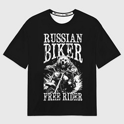 Мужская футболка оверсайз Медведь байкер