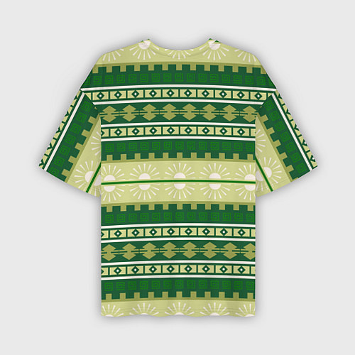 Мужская футболка оверсайз Зеленый этнический паттерн / 3D-принт – фото 2