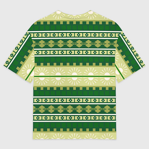 Мужская футболка оверсайз Зеленый этнический паттерн / 3D-принт – фото 2