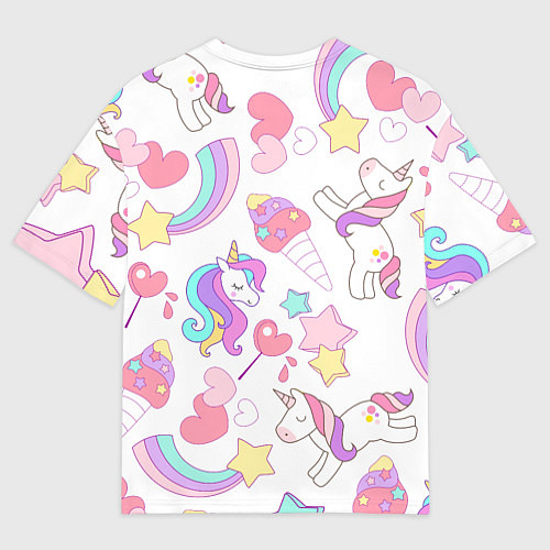 Мужская футболка оверсайз Единорог мороженое радуга и звездочки / 3D-принт – фото 2