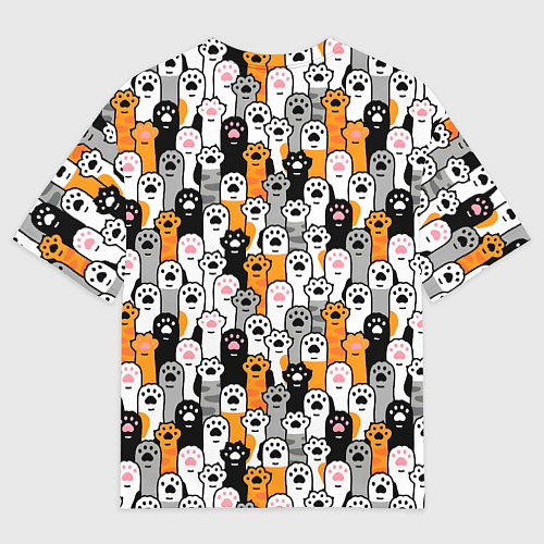 Мужская футболка оверсайз Кошачьи лапы / 3D-принт – фото 2