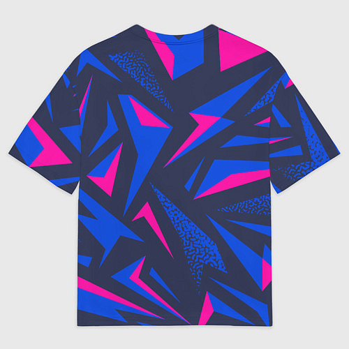 Мужская футболка оверсайз Модная сова сине-фиолетовый фон / 3D-принт – фото 2