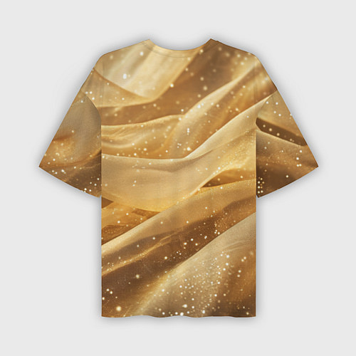 Мужская футболка оверсайз Золотистая текстура с блестками / 3D-принт – фото 2