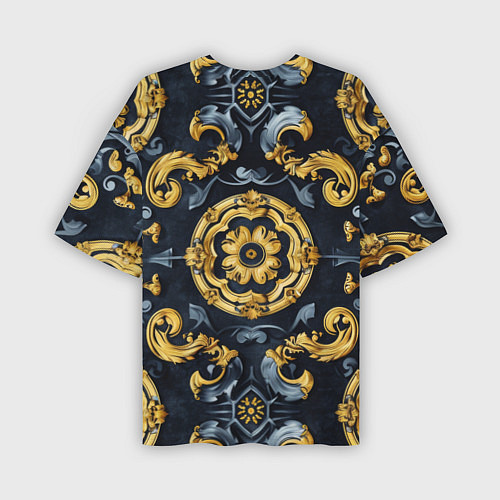 Мужская футболка оверсайз Золотые и синие абстрактные узоры / 3D-принт – фото 2