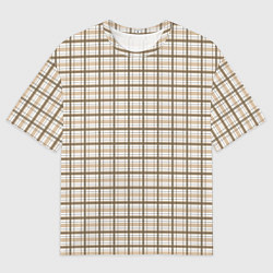 Мужская футболка оверсайз Светлый коричневый паттерн клетчатый