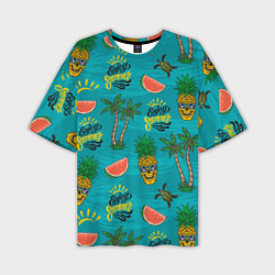Футболка оверсайз мужская Enjoy summer pattern - pineapple, цвет: 3D-принт