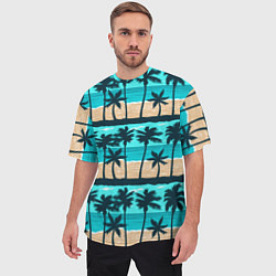 Футболка оверсайз мужская Пляжные пальмы паттерн, цвет: 3D-принт — фото 2