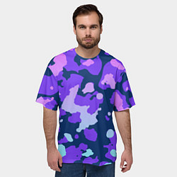 Футболка оверсайз мужская Паттерн с розовыми фиолетовыми и голубыми пятнами, цвет: 3D-принт — фото 2