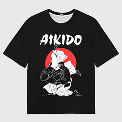 Мужская футболка оверсайз Айкидо - бросок мастера