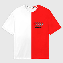 Футболка оверсайз мужская AUDI logo полосы, цвет: 3D-принт