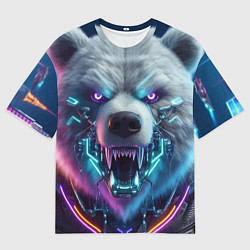 Футболка оверсайз мужская Cyber bear - neon glow, цвет: 3D-принт