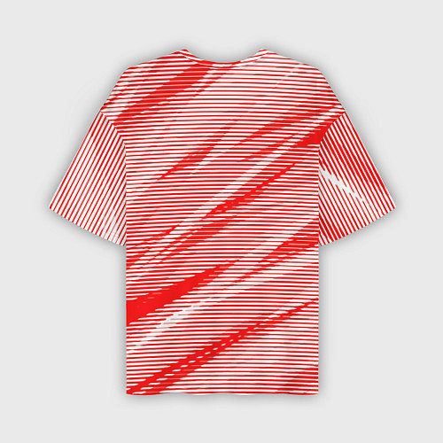 Мужская футболка оверсайз Полосатый красно-белый / 3D-принт – фото 2