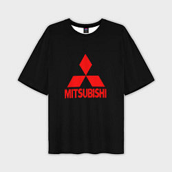 Футболка оверсайз мужская Mitsubishi red logo, цвет: 3D-принт