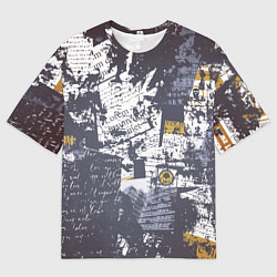 Мужская футболка оверсайз Газетная страничка