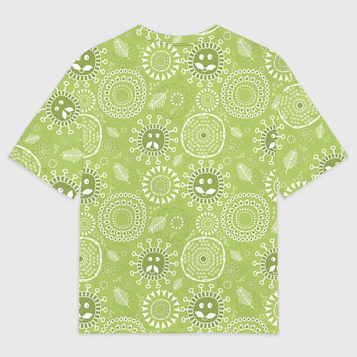 Мужская футболка оверсайз Зеленый цветочный - паттерн смайлики / 3D-принт – фото 2