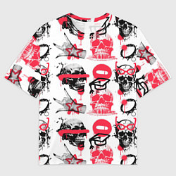 Мужская футболка оверсайз Текстурные черепа