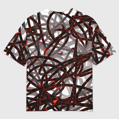 Мужская футболка оверсайз Красные энергетические кабели / 3D-принт – фото 2