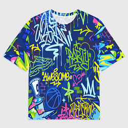 Футболка оверсайз мужская Урбанизм и граффити, цвет: 3D-принт