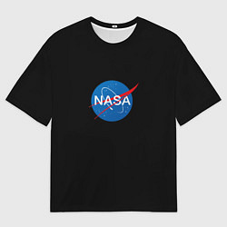 Мужская футболка оверсайз Nasa logo space blue