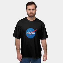 Футболка оверсайз мужская Nasa logo space blue, цвет: 3D-принт — фото 2