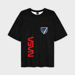 Мужская футболка оверсайз Nasa space logo steel