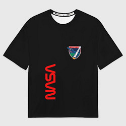 Футболка оверсайз мужская Nasa space logo steel, цвет: 3D-принт